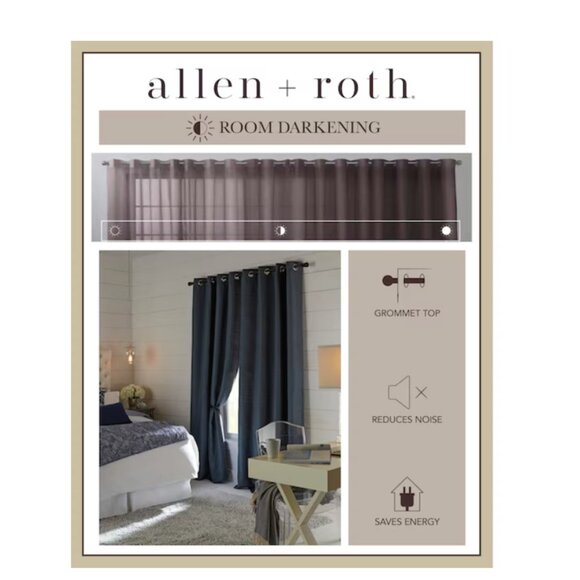 allen + roth 84-in Indigo Room darkening Thermal lined Grommet Single curtain - Picture 6 of 8